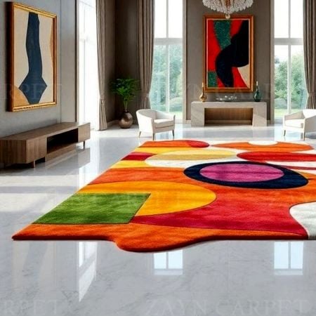 Handcrafted Geometric Multicolor Abstract Modern Rug